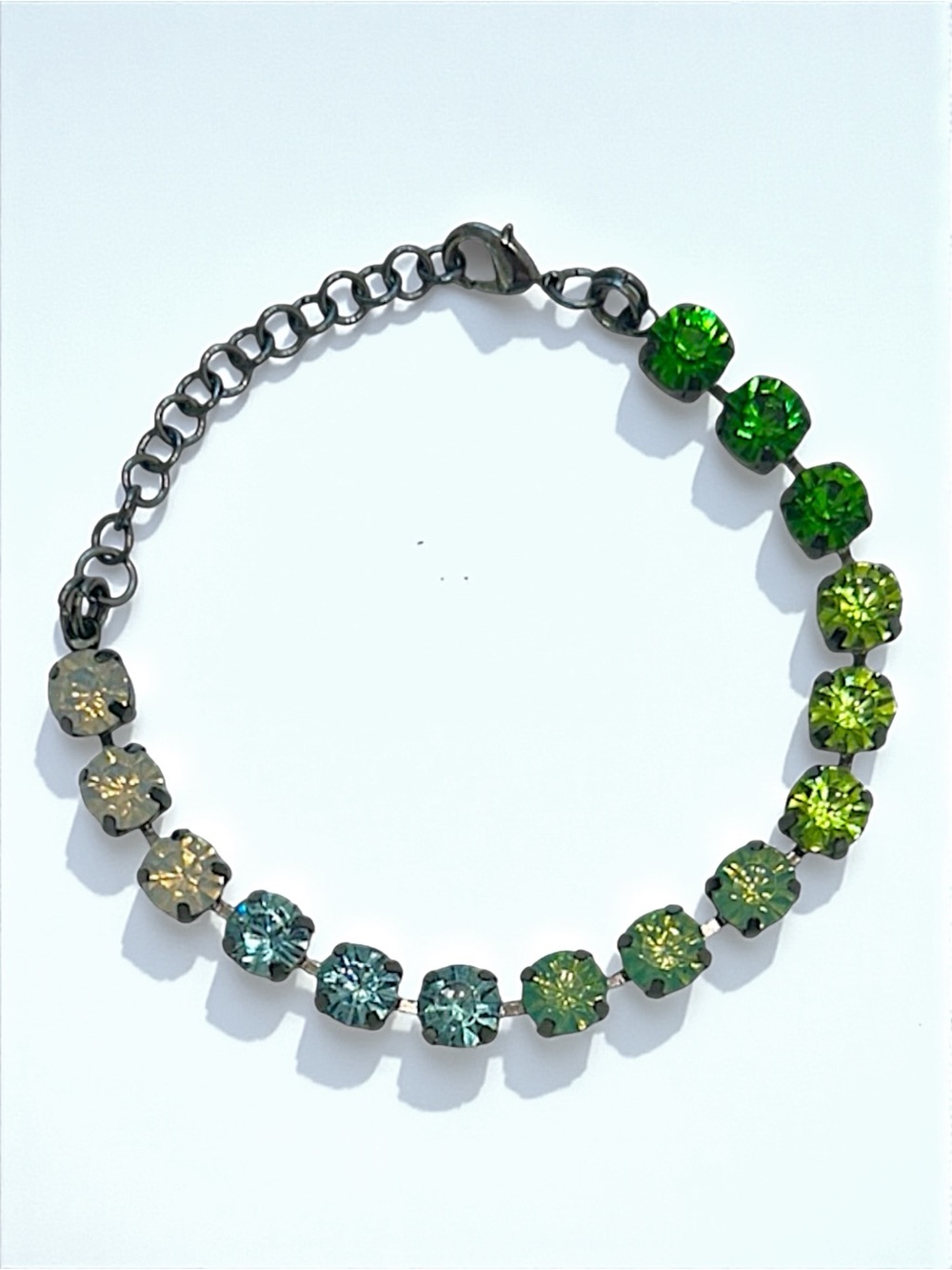 Green Gradient Crystal Bracelet Ombre Rhinestone Adjustable NWOT